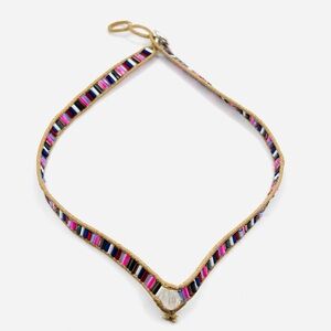 Brown Corded Multicolor Beaded Choker Necklace